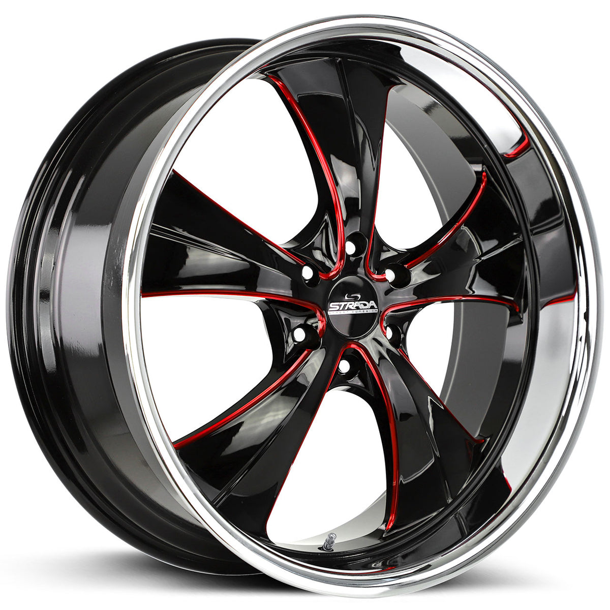 Strada Old Skool Black/Red/Chrome wheel