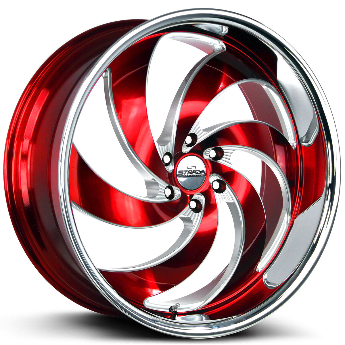 Strada Street Classics RETRO 6 Red/Milled/Chrome wheel