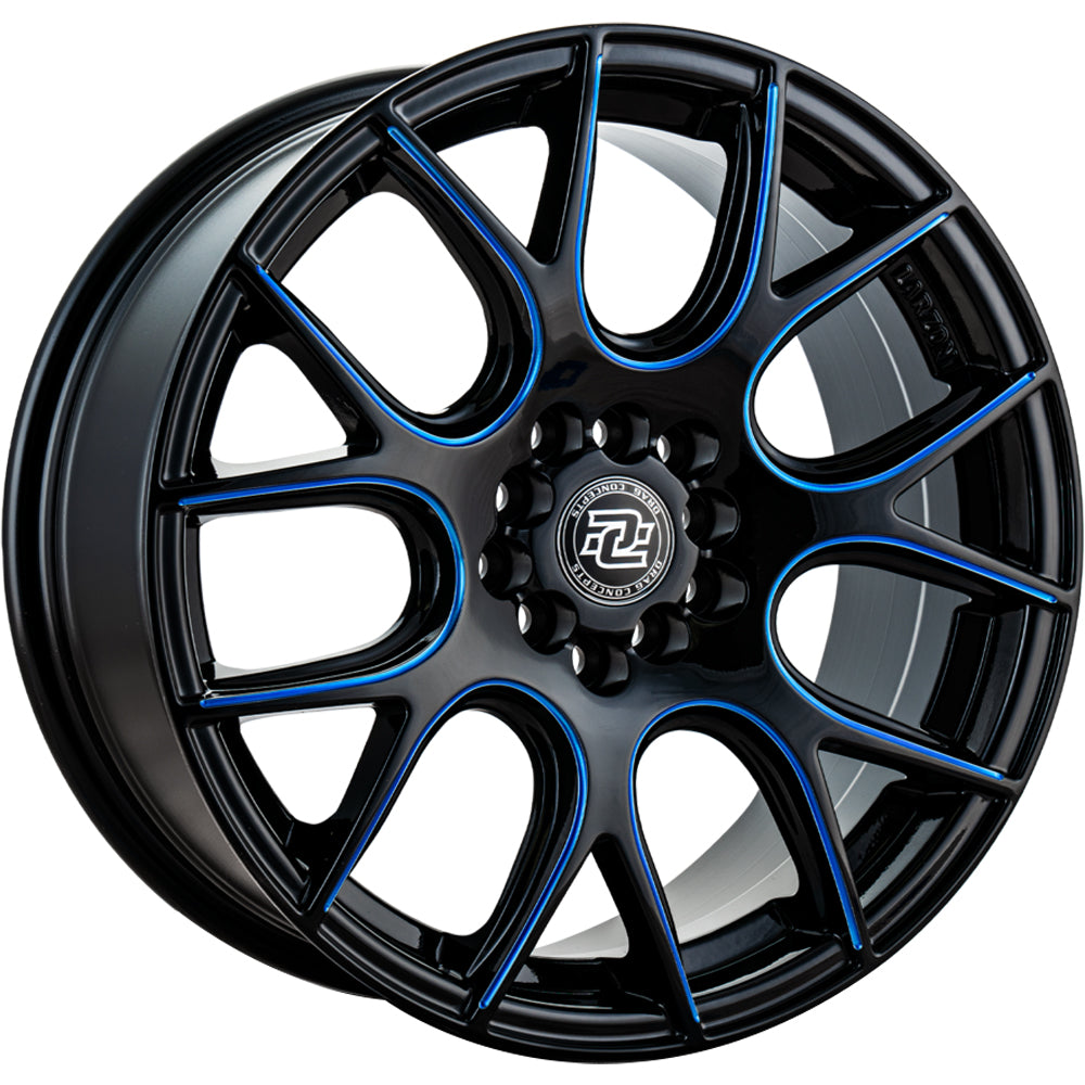 Drag Concepts R15 Black Blue Milled Wheel