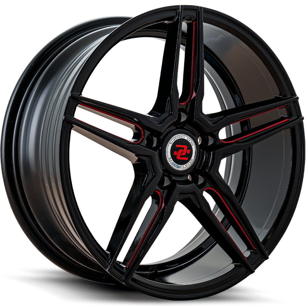 Drag Concepts R38 Black Red Milled Wheel
