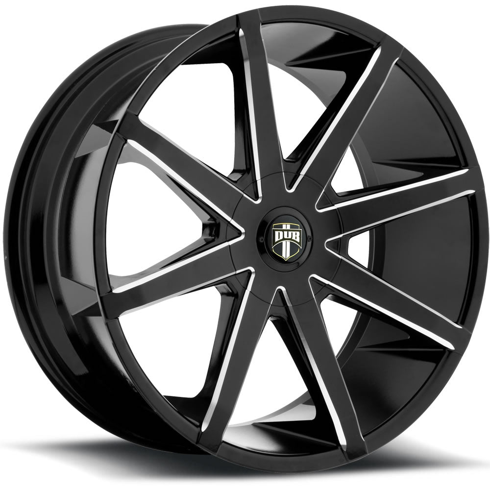 DUB Push S109 20x8.5 +25mm Gloss Black with Milled Spokes