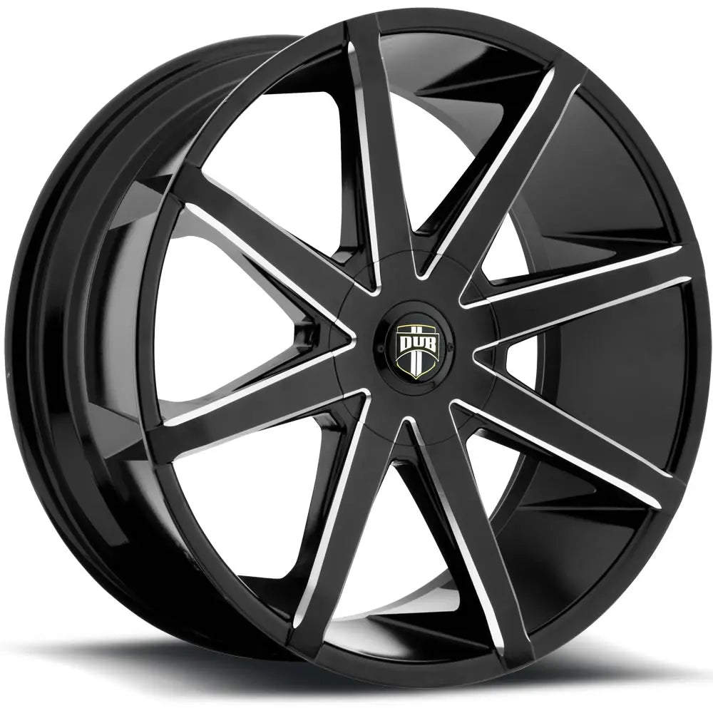 DUB Push S109 20x8.5 +35mm Black with Milled Spokes