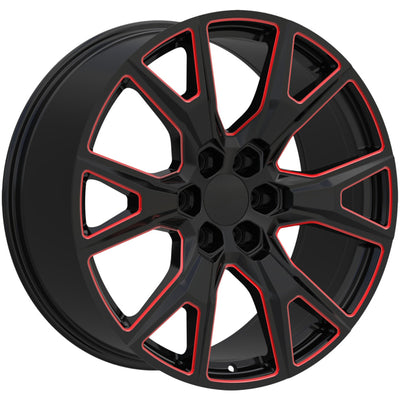 Eclipse Replica 368 Black Red Milled Wheel