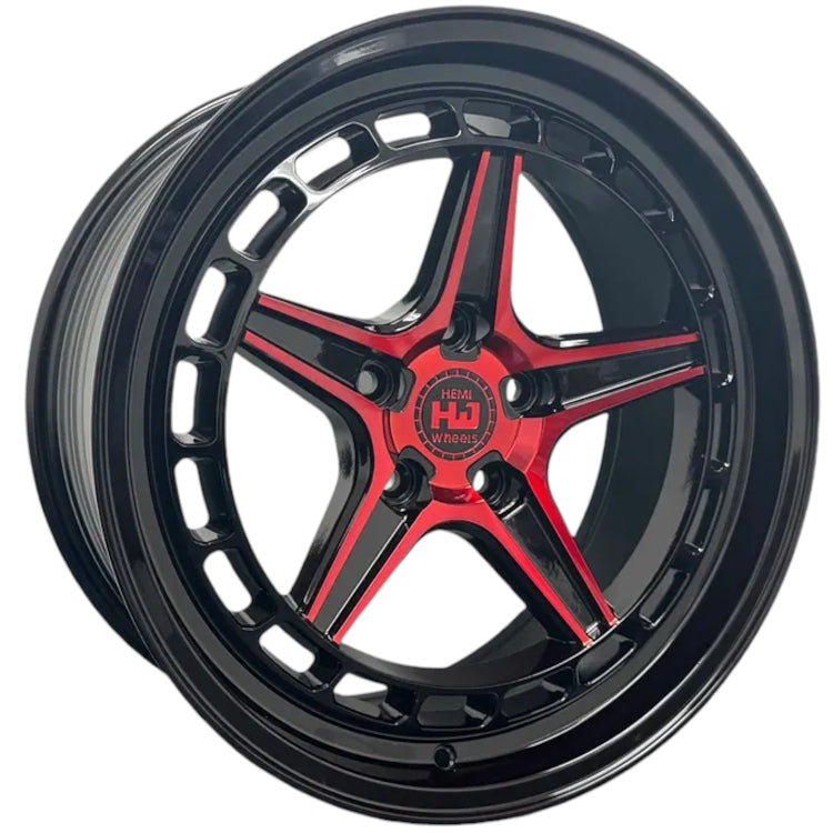 Hemi Wheels HM13 Black Red Machined Wheel