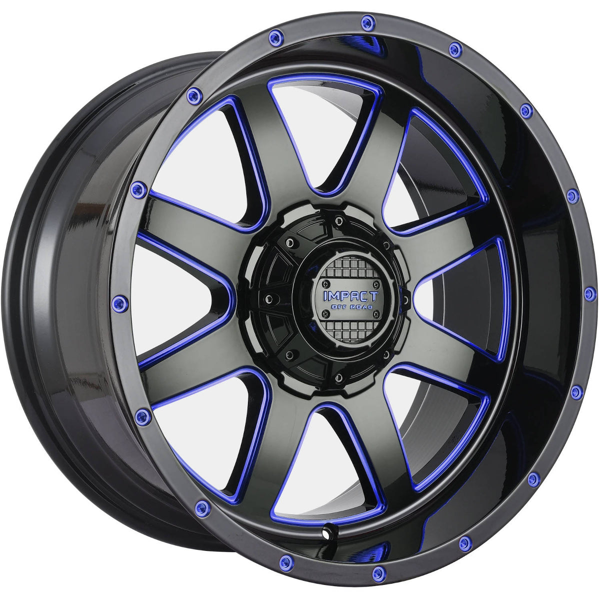 Impact Offroad 804 Black Blue Milled Wheel