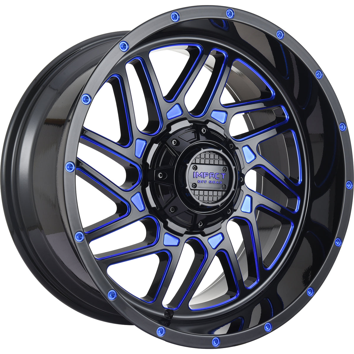 Impact Offroad 808 Black Blue Milled Wheel