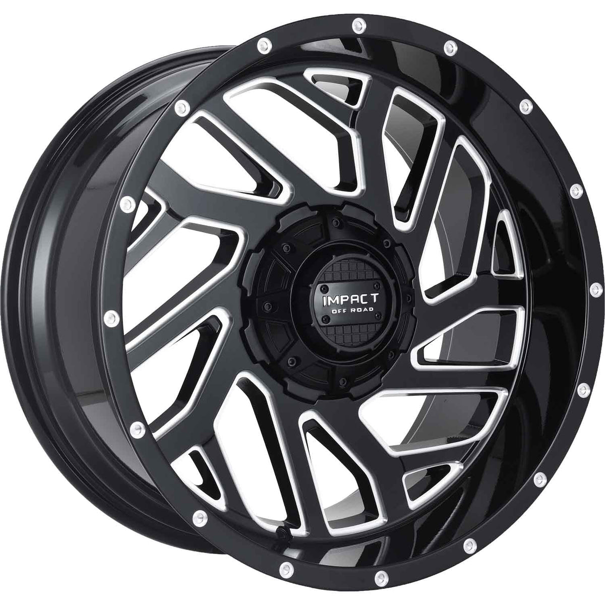 Impact Offroad 823 823GB 22x12 -44mm Gloss Black with Milled Spokes