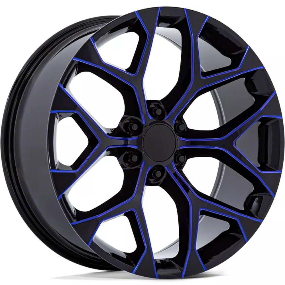 Impact Replicas Snowflake Black Blue Milled Wheel