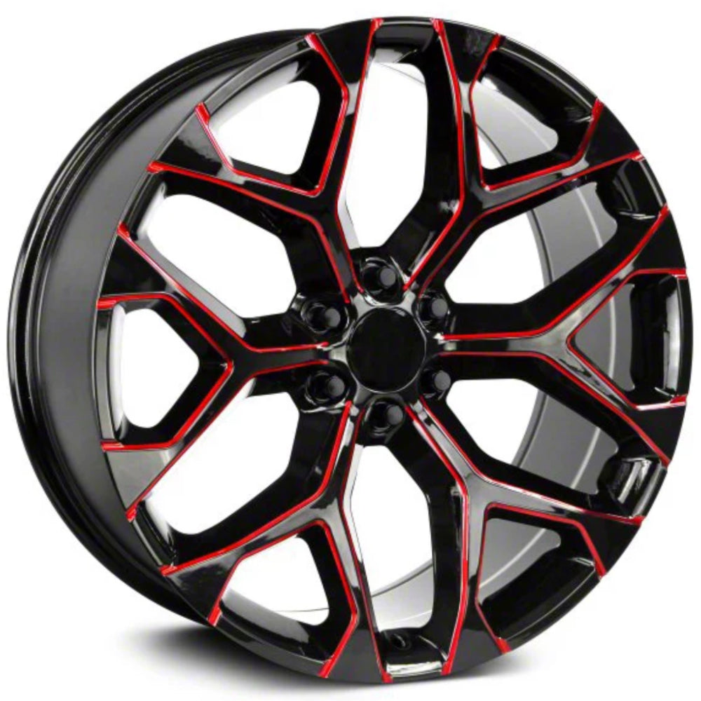 Impact Replicas Snowflake Black Red Milled Wheel