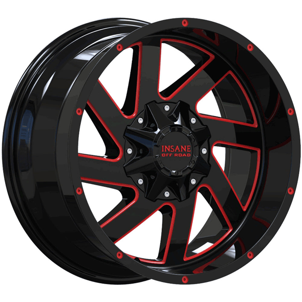 Insane Offroad IO-12 Black Red Milled Wheel