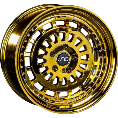 JNC JNC046 16x8 +20mm Platinum Gold with Chrome Rivets