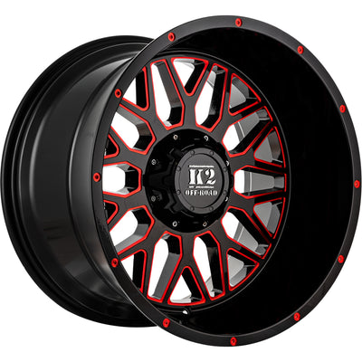 K2 Offroad Warrior Black Red Milled Wheel