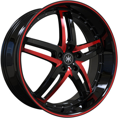 Karma Kustoms K16 Black Red Milled Wheel