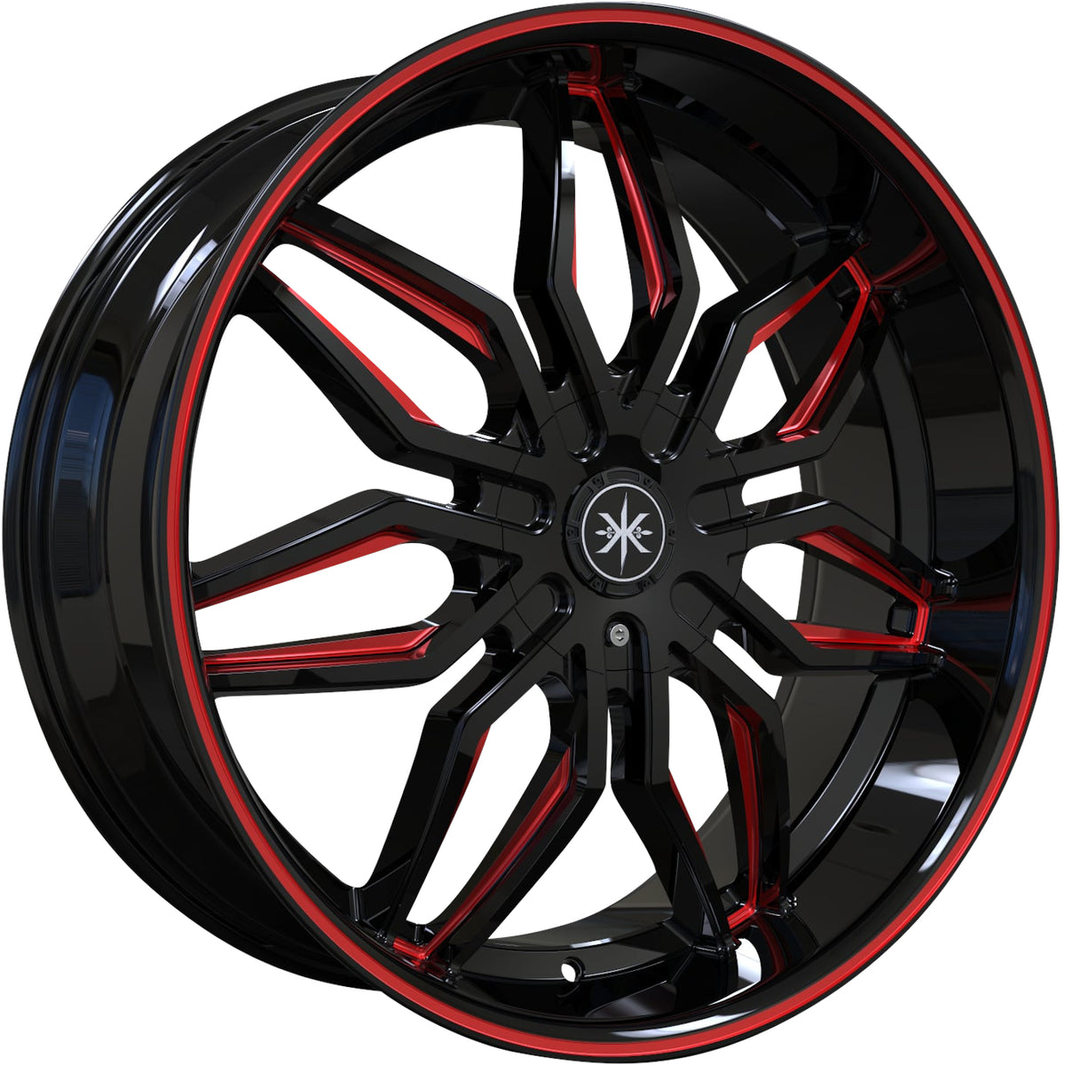 Karma Kustoms K18 Black Red Milled Wheel