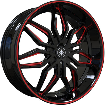 Karma Kustoms K18 Black Red Milled Wheel