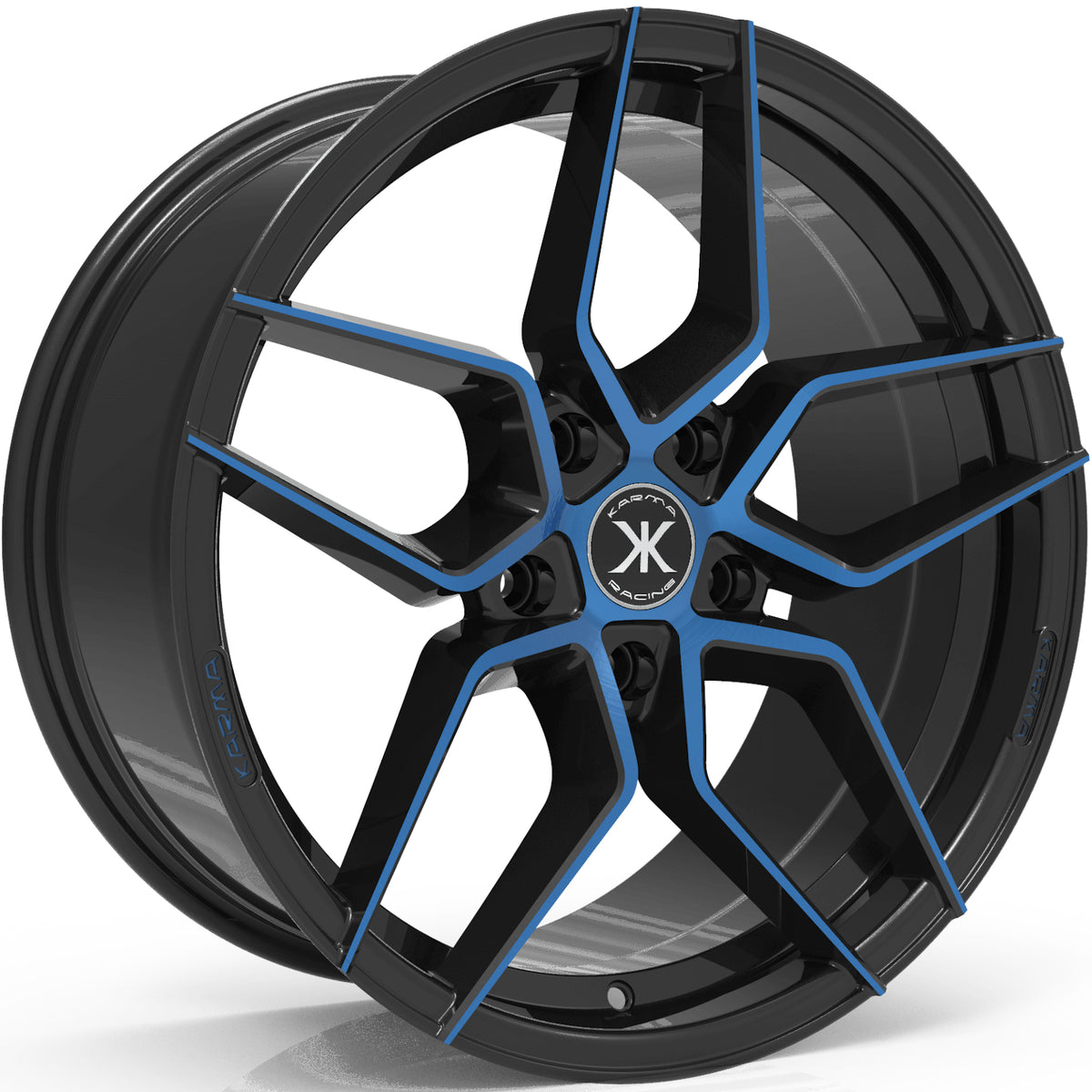 Karma Racing KR-100 Black Blue Machined Wheel