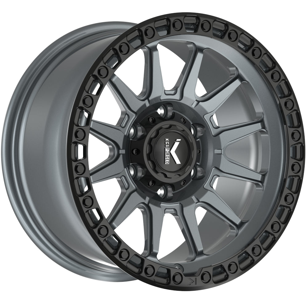 KG1 Forged Adrenaline KO105F 20x9.5 0mm Textured Matte Anthracite with Black Lip