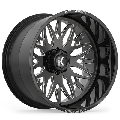 KG1 Forged Trident KC014 22x14 -76mm Gloss Black with Milled Spokes