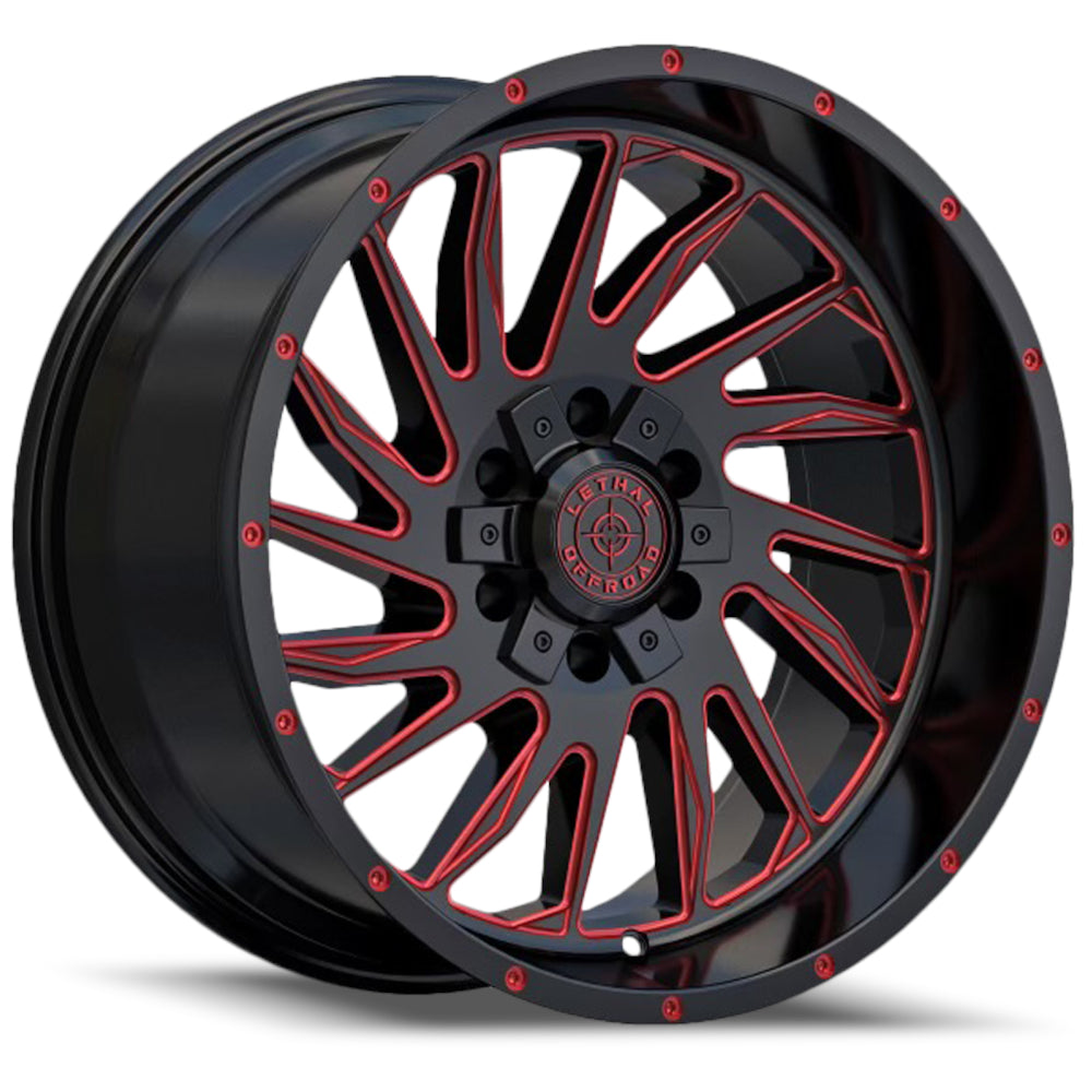 Lethal Offroad LT12 Black Red Milled Wheel