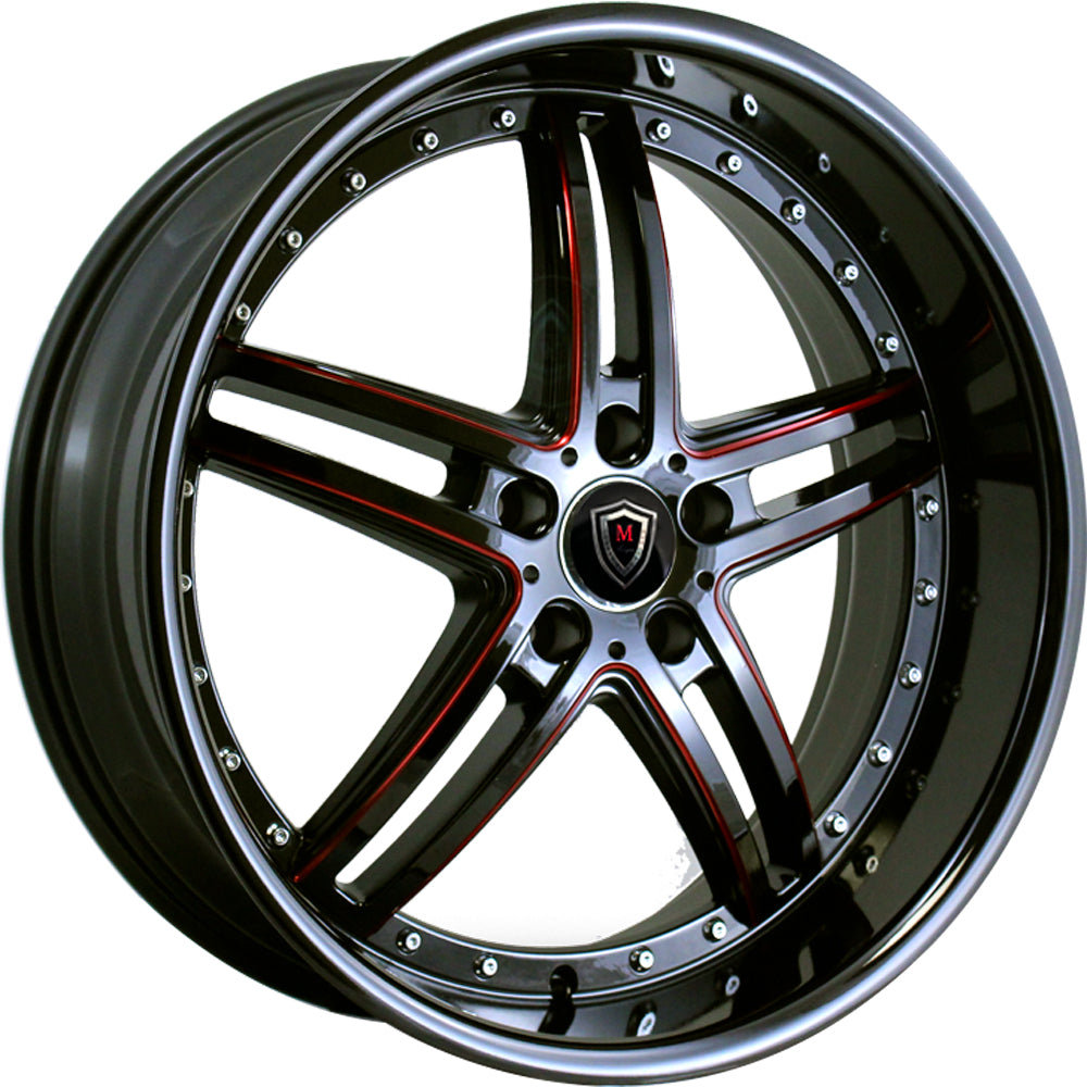 Marquee Luxury M5329 Black Red Milled Wheel