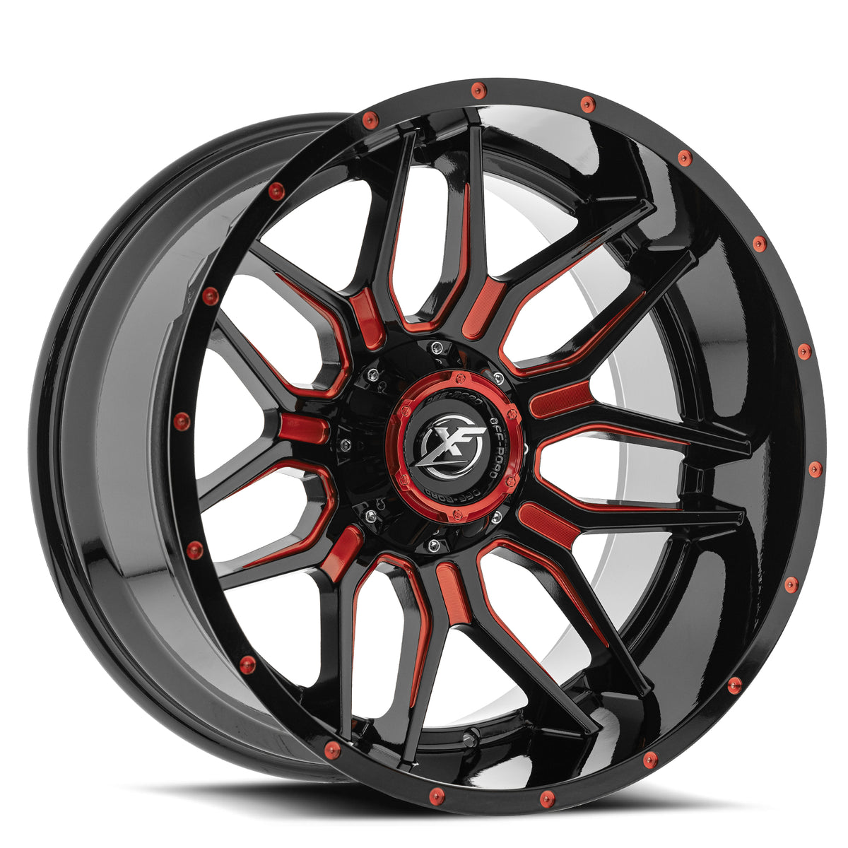 XF Off-Road XF-222 Black/Red Milled wheel