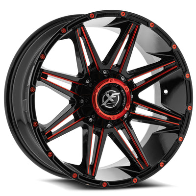 XF Off-Road XF-220 Black/Red Milled wheel