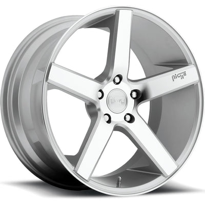 Niche Milan M135 18x8 +40mm Silver with Machined Spokes and Outer Lip Stripe