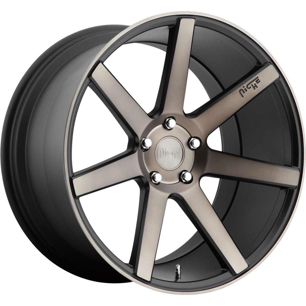 Niche Verona M150 18x8 +40mm Black with Machined Spokes / Outer Lip with Black Flake Coat