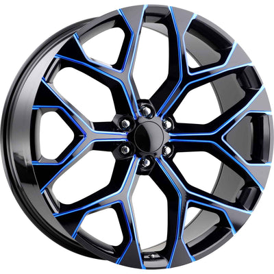OE Replica Wheels Chevrolet Snowflake Black Blue Milled Wheel