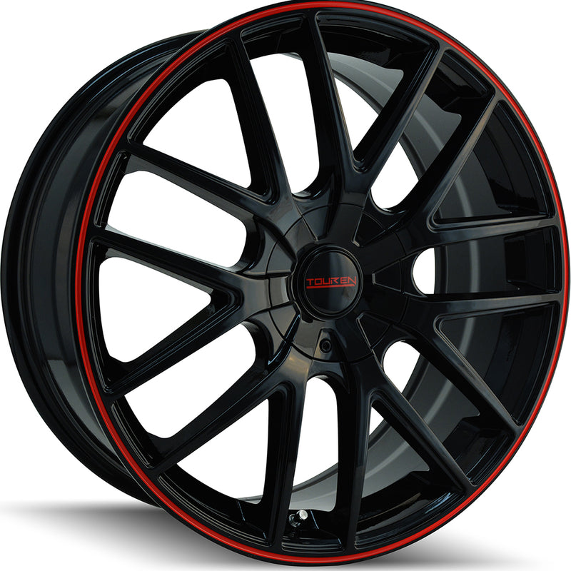 Touren TR60 3260 18x8 Gloss Black with Red Ring premium Euro wheel