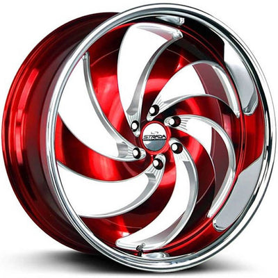 Strada Retro 6 Red/Milled/Chrome wheel