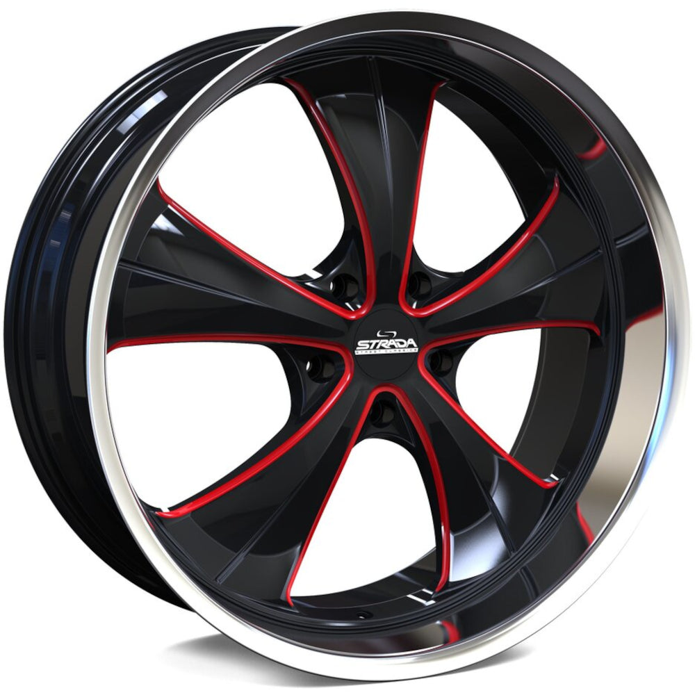 Strada Old Skool Black/Red/Chrome wheel