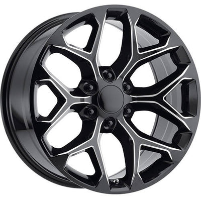 Strada Replicas GM Snowflake Replica Black/Machined wheel