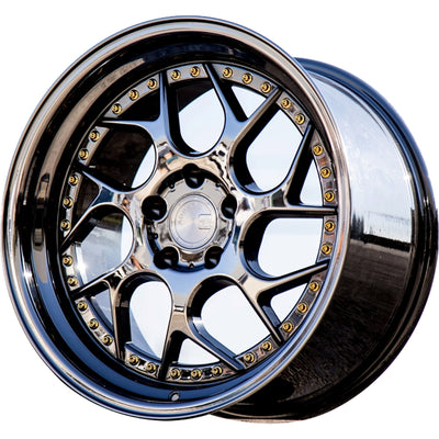 Aodhan DS01 Black/Chrome/Gold wheel