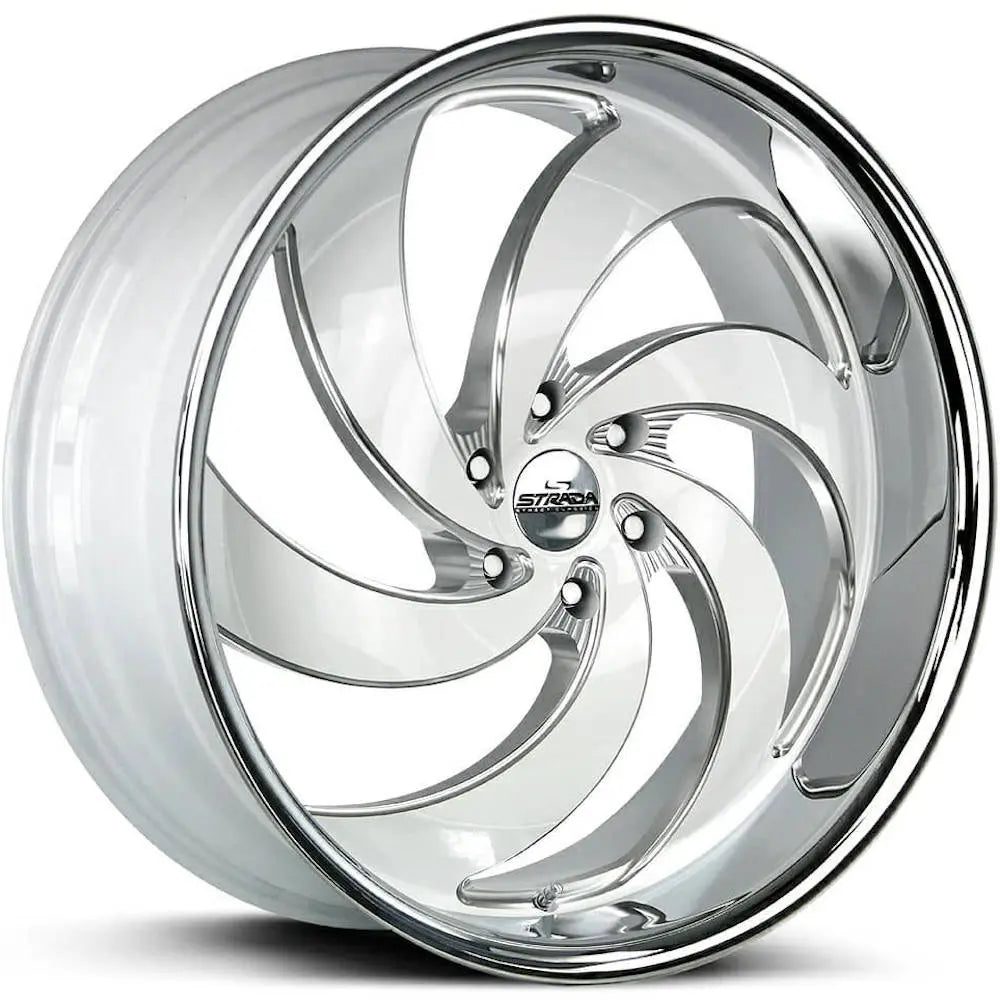 Strada Retro 6 White/Milled/Chrome wheel