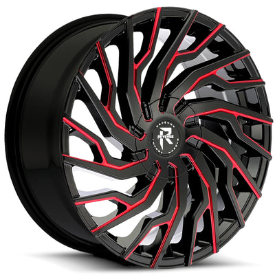 Revenge Luxury RL-101 Black Red Milled Wheel
