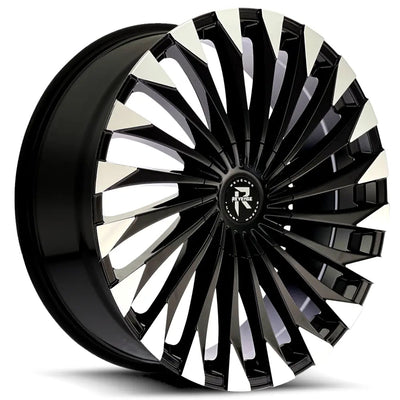 Revenge Luxury RL-106 18x8 +35mm Gloss Black with Machined Spokes