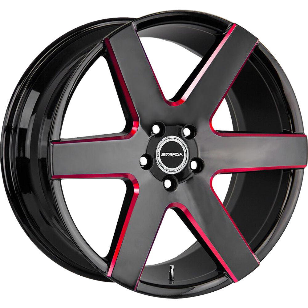 Strada Coda Black Red Milled Wheel