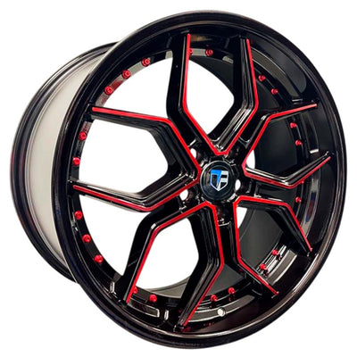 Truform TF-107 Black Red Machined Wheel