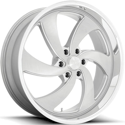 US Mags Desperado 6 U134 20x8 +1mm Brushed Silver with Milled Spokes and a Diamond Cut Lip