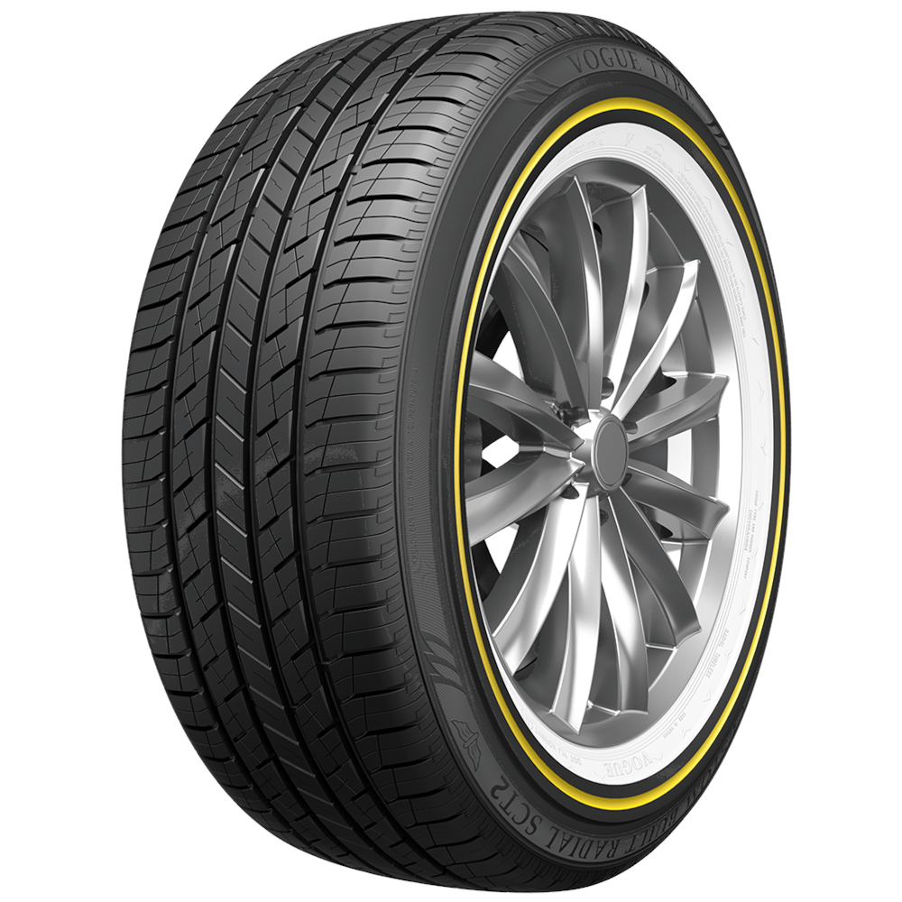 Vogue Custom Built Radial SCT2 White and Gold Stripe Tire