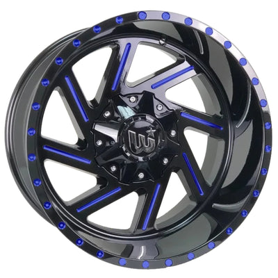 Western Off-Road Cactus Black Blue Milled Wheel