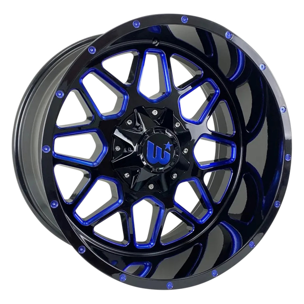 Western Off-Road Corral Black Blue Milled Wheel