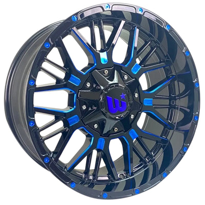 Western Off-Road Paxton Black Blue Milled Wheel