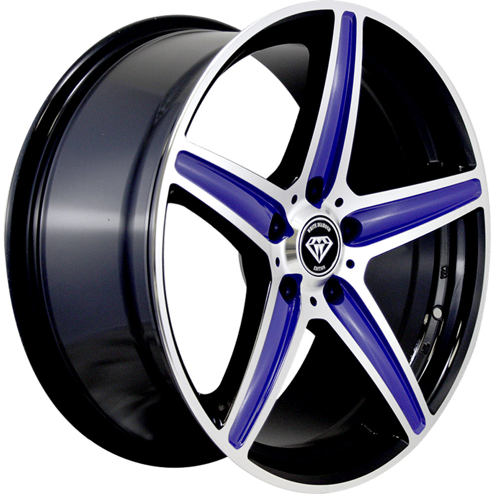 White Diamond W253 Black Blue Machined Wheel