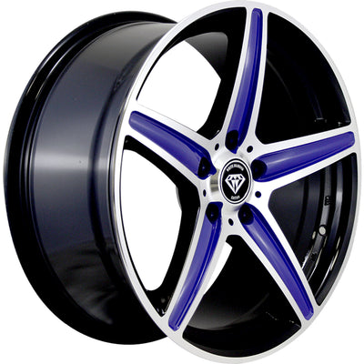 White Diamond W253 Black Blue Machined Wheel