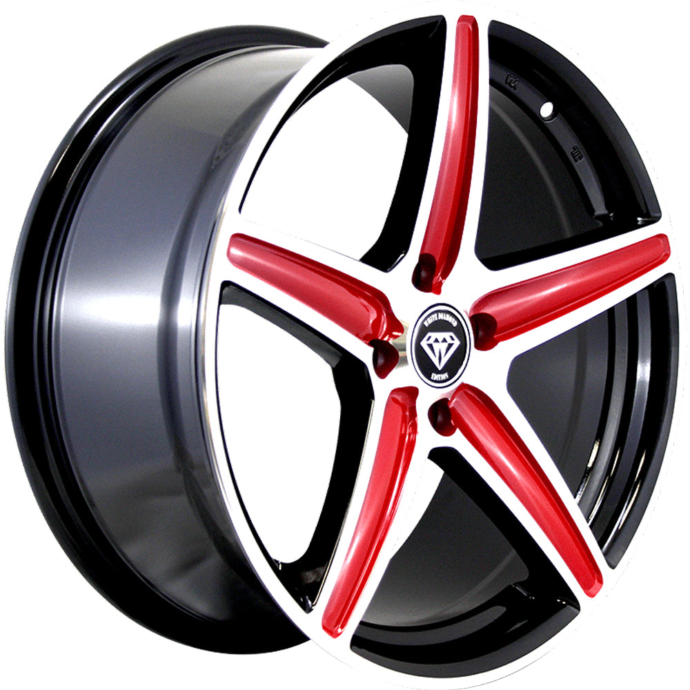 White Diamond W253 Black Red Machined Wheel