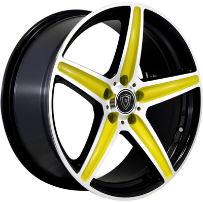 White Diamond W253 Black Yellow Machined Wheel