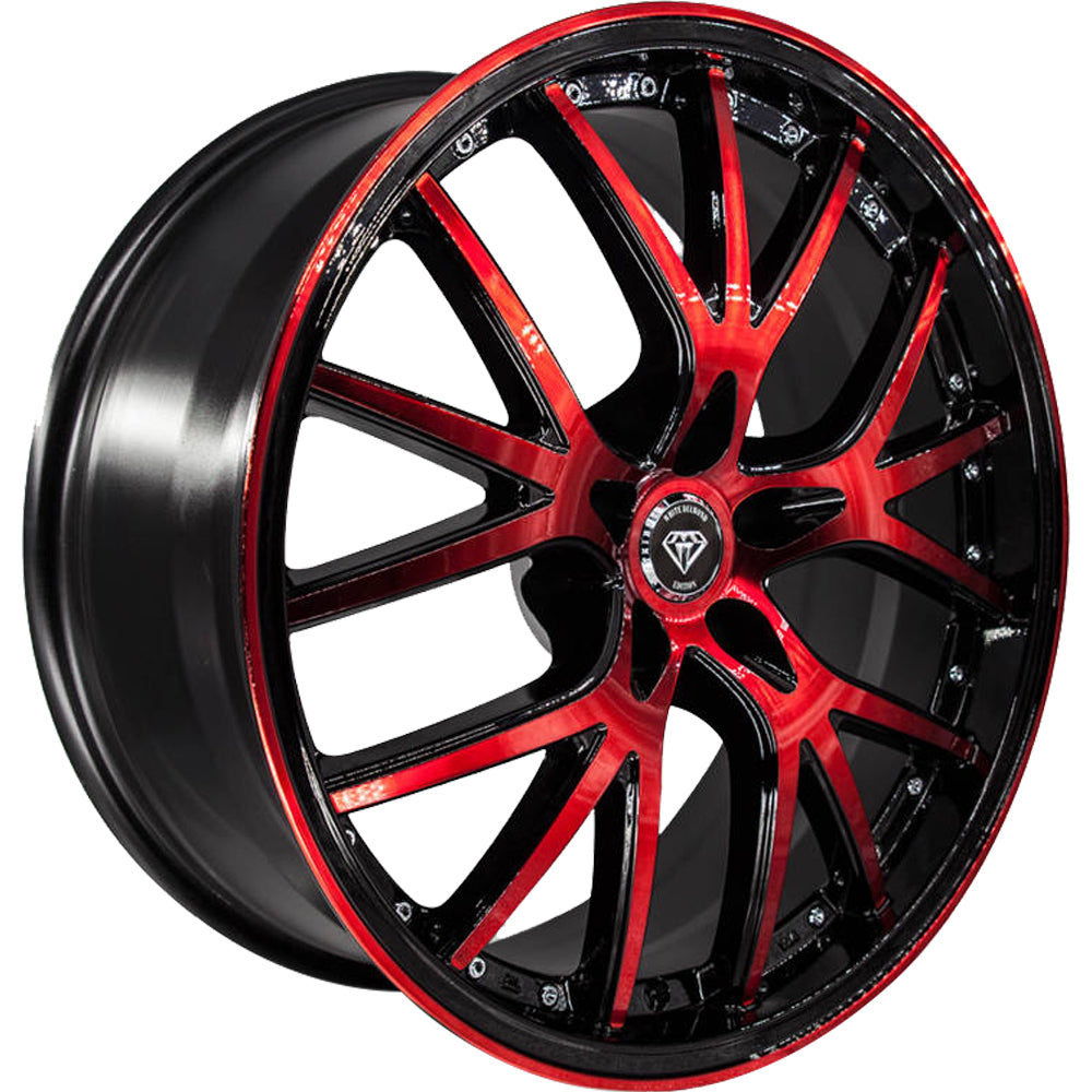 White Diamond W530 Black Red Machined Wheel