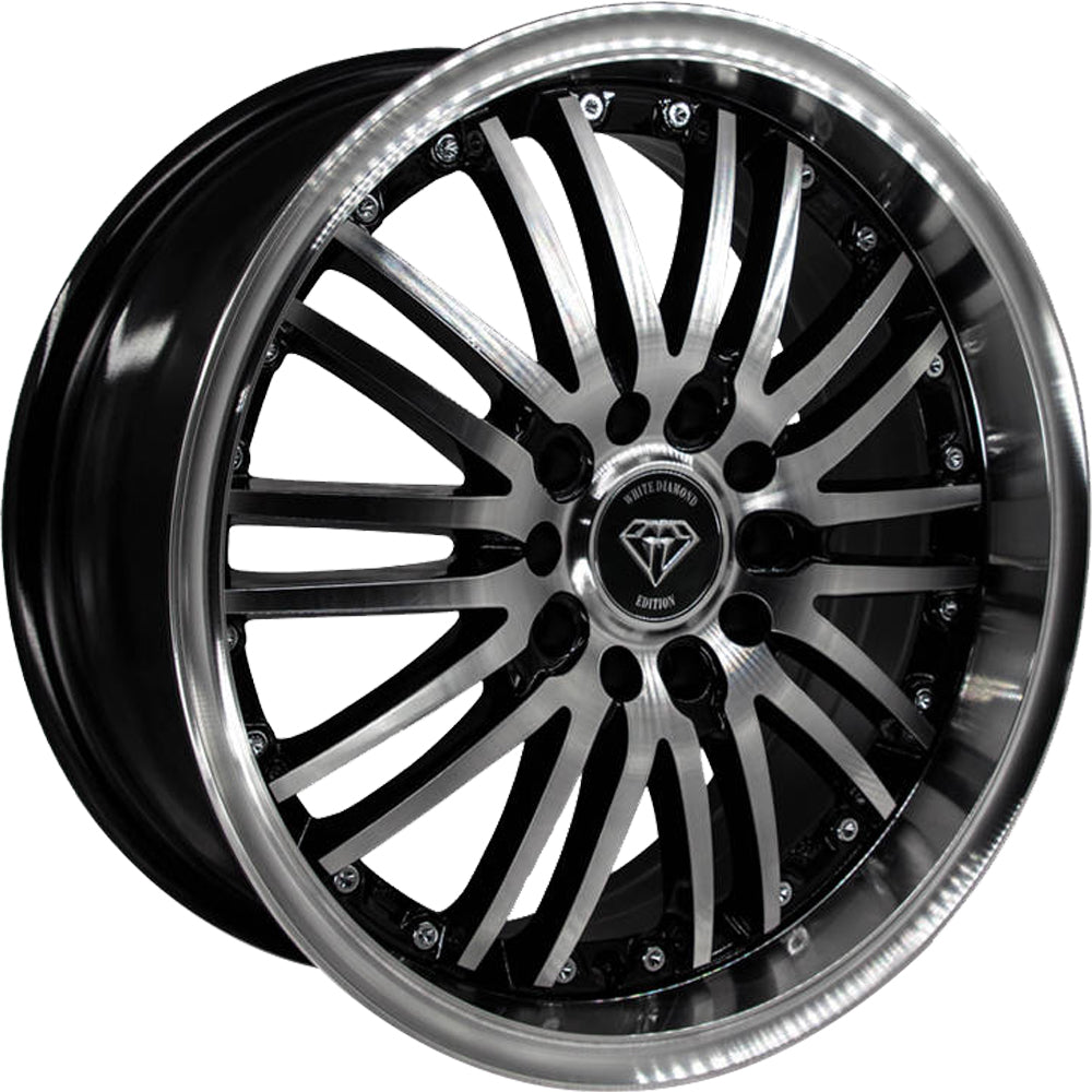 White Diamond W820 Black Machined Wheel